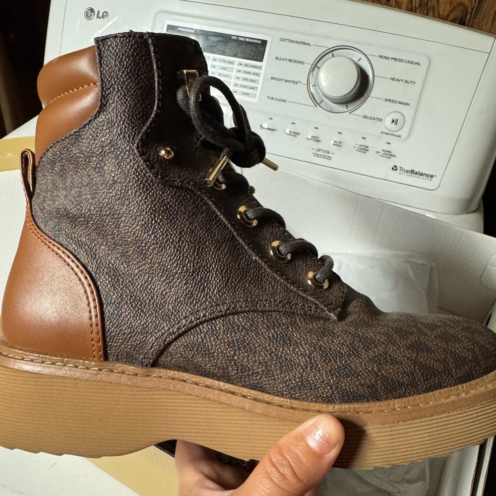 Brown and Tan Lace-Up Boots